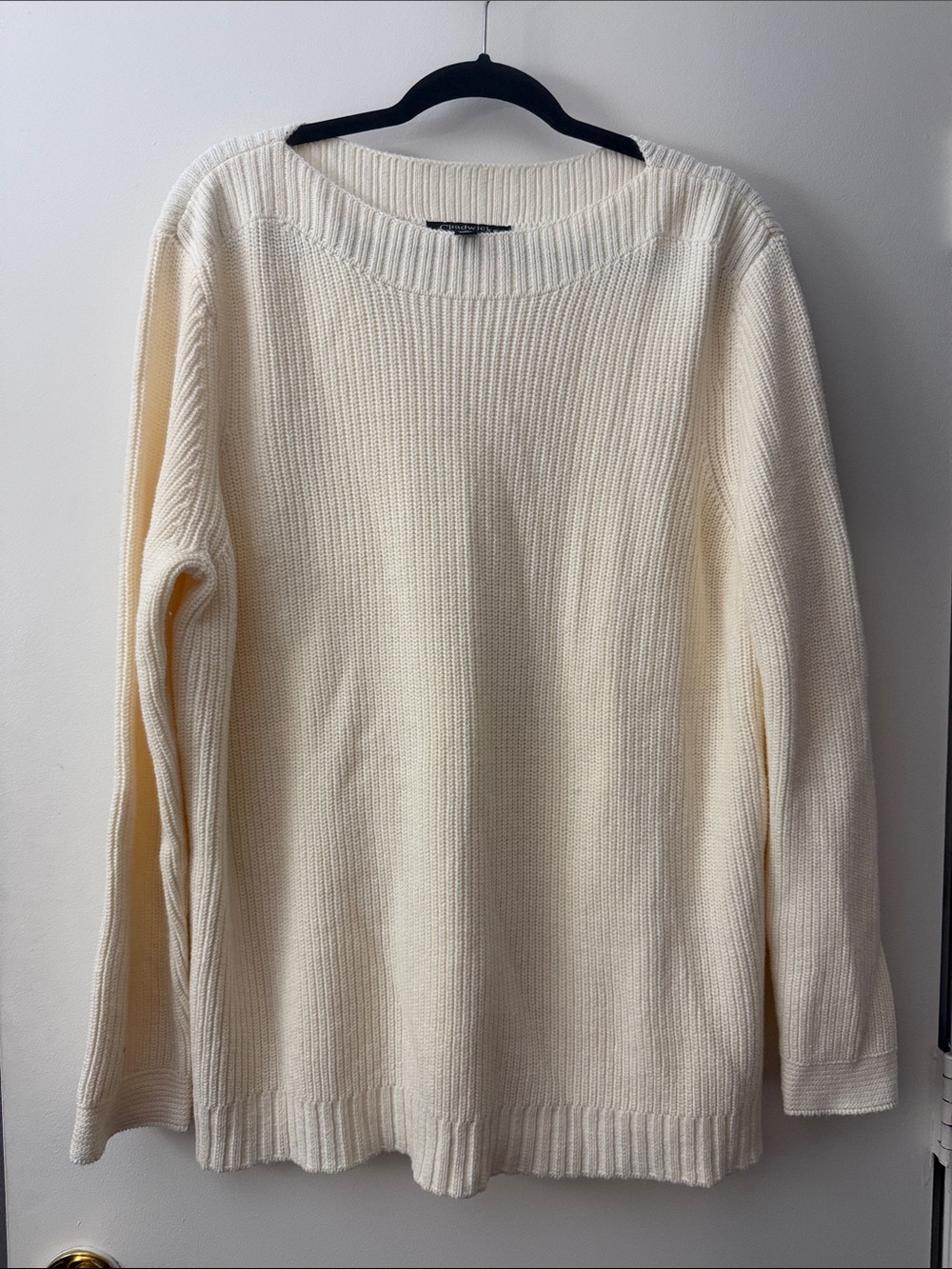Chadwicks Cream Ribbed Crewneck Sweater